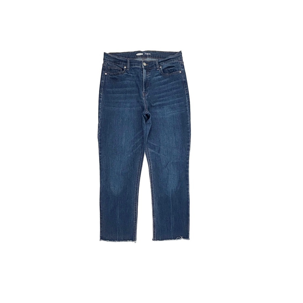 Old Navy The Perfect Straight Ankle Raw Hem Women's size 10 Dark Blue Denim Jean
